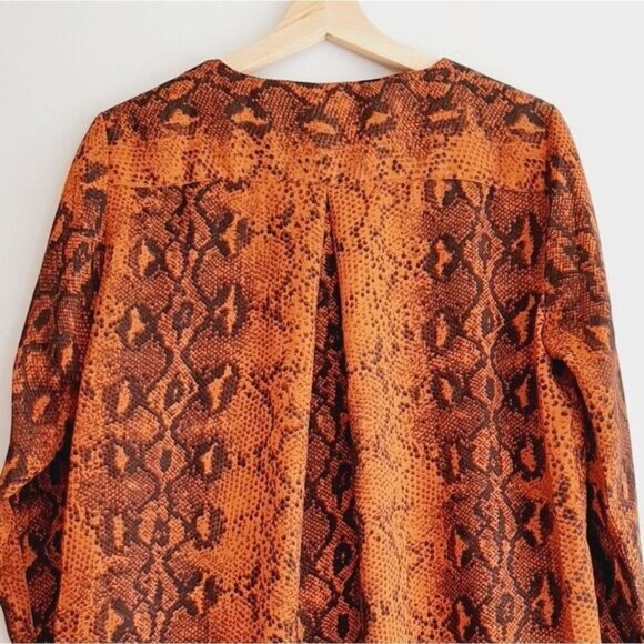 ONLY | Semi-Sheer Button Down Shirt Snake Print Sz 8 | Eur 40 Flawed - Picture 5 of 11